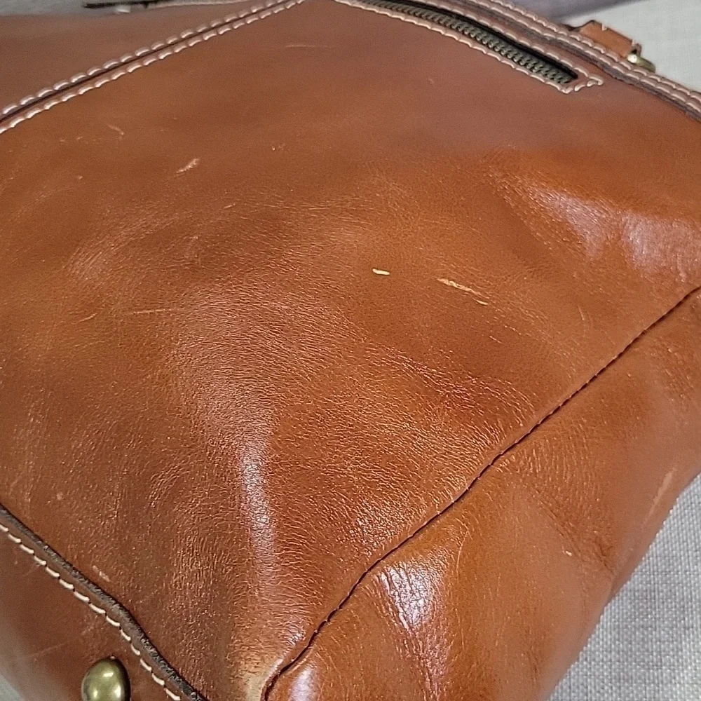 Patricia Nash Poppy Heritage Brown Leather Tote Shoulder Bag Handbag Purse